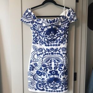 Blue and white dress